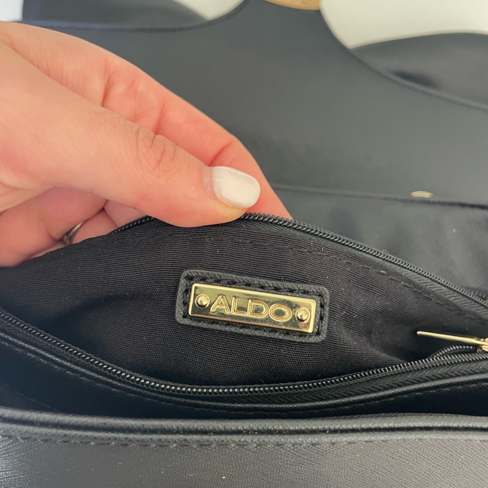 Aldo Black Satchel with Bow and Gold Accents - Picture 3 of 5
